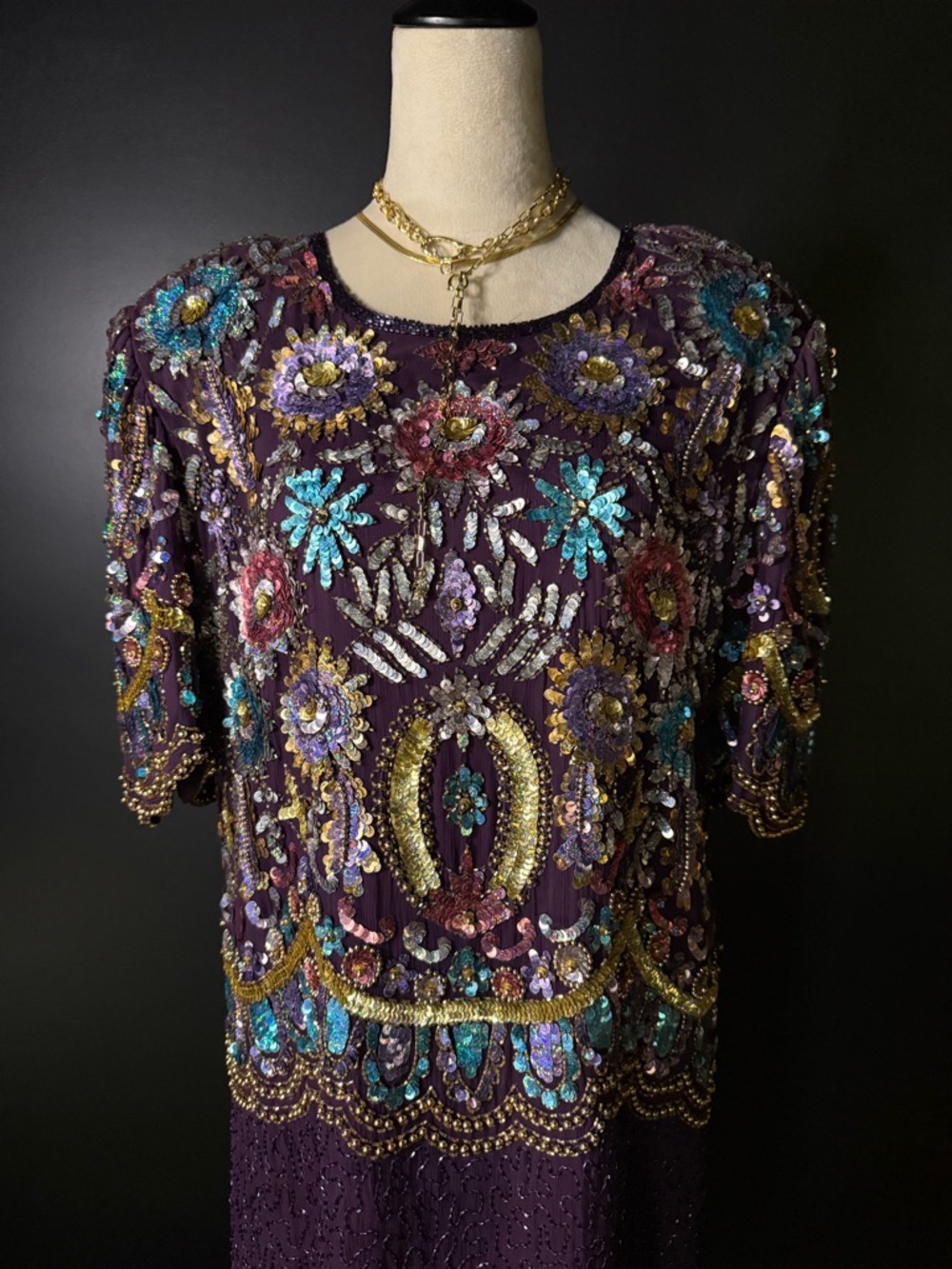 Silk Embellished Caftan Midi Dress Statement - Picture 12 of 12